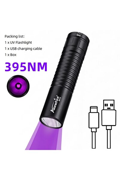 Choice1 14500 black 395nm 395/365nm UV Flashlight USB Rechargeable Mini Ultra...