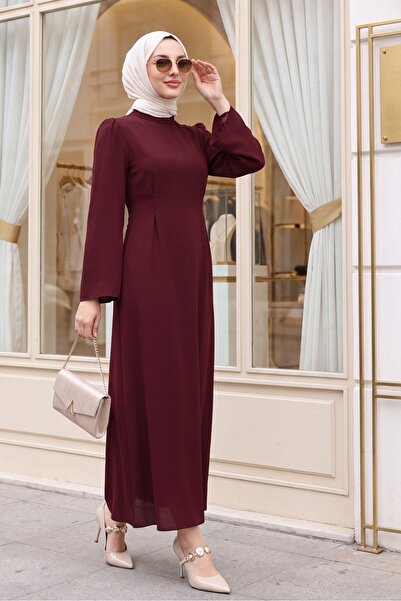 Modamorfo Judge Collar Waist Tie Dress - Burgundy