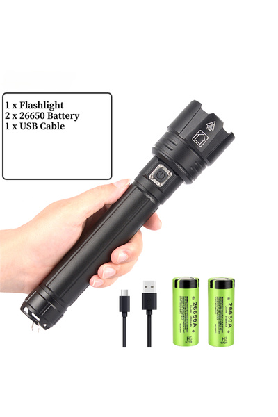 Choice XHP90 Super Bright XHP90 LED Flashlight 4 Core USB Torch Lantern Zoom ...