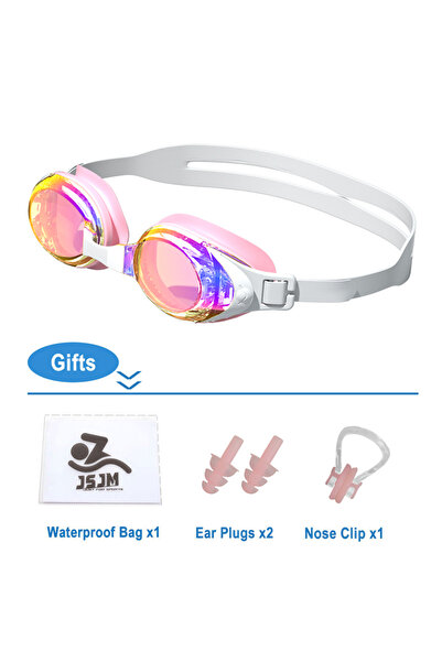 Choice3 White Pink JSJM Professional Anti-Fog Swimming Goggles for Adults - U...