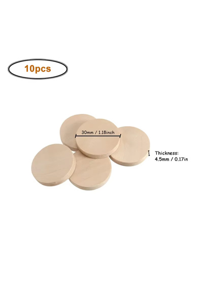 Choice5 10pcs 30mm 15-35mm Unfinished Smooth Round Wood Coins, Natural Blank ...