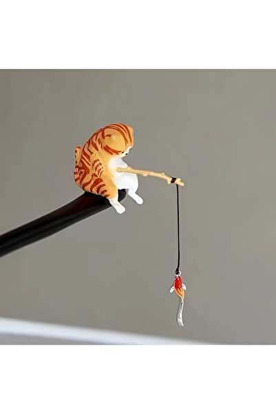 Choice Orange Chinese Hanfu Hairpin, Hand-Carved Phoenix Wooden Hair Stick, V...