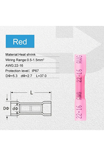 Choice4 50PCS pink 50PCS Heat Shrink Butt Wire Connectors Waterproof Insulate...