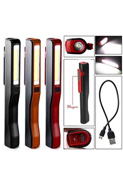Choice Orange Mini COB led worklight magnetic USB Rechargeable Pen Clip Hand ...