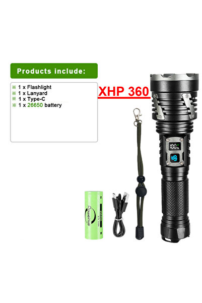 Choice XHP360 26650 battery XHP360 Most Powerful LED Flashlight USB Rechargea...