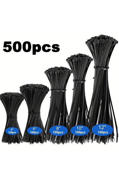 Choice 500PCS 500pcs Black Heavy-duty Nylon Cable Ties - Versatile Sizes for ...