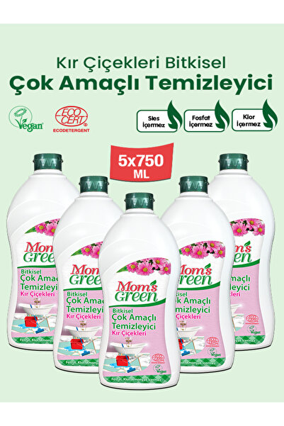 Mom's Green 5'li Set-Bitkisel Çok Amaçlı Temizleyici Kır Çiçekleri (750 ml x ...