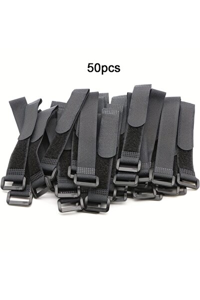 Choice1 black-50pc 25/50pcs Adjustable Hook and Loop Cable Ties - Reusable Po...