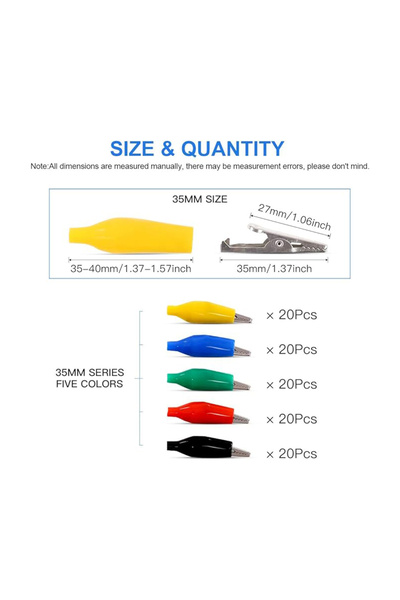 Choice 100PCS 100Pcs 1.4''/35mm Alligator Crocodile Clip Electrical Test Jump...