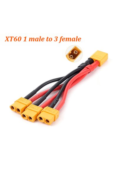 Choice3 1Male to 3Female XT60 Parallel Battery Connector 3-Way 14AWG Silicone...