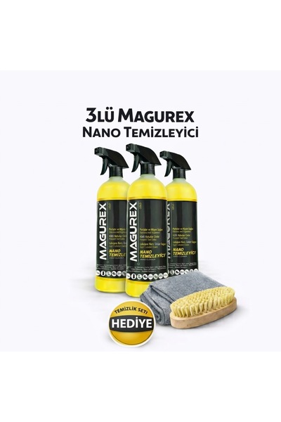 MAGUREX 3lü Nano Temizleyici Genel Temizlik ve Araç İçi Bakım Seti Fırça ve B...