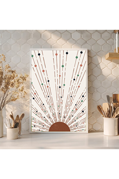 BOHO TARZI AHŞAP ÇERÇEVELİ MUTFAK SALON DEKORASYONU DUVAR TABLOSU BEYAZ
