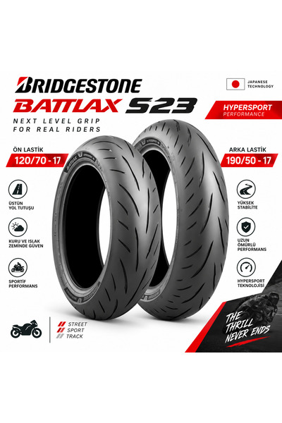 Bridgestone Battlax S23 120/70 ZR17 58W - 190/50 ZR17 73W Ön Arka Motosiklet ...