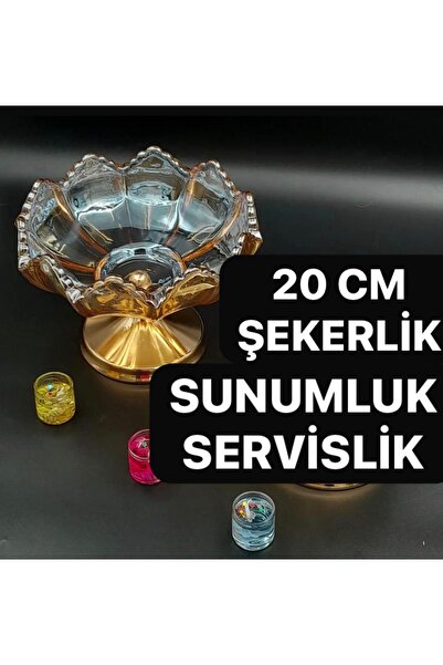 EVRA 20 Cm Ayaklı Cam Sunumluk Şekerlik 1 Adet