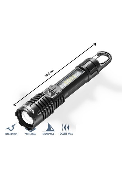 Choice3 مصباح يدوي LED فائق السطوع SD-5244 قابل لإعادة الشحن مع خاصية التكبير...