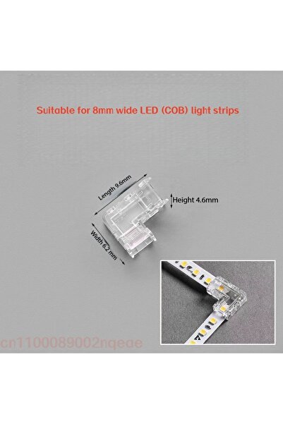 Choice1 5PCS 8P 2pin IP20 IP65 L-shaped seamless COB Connector 8mm 5-24v 2pin...