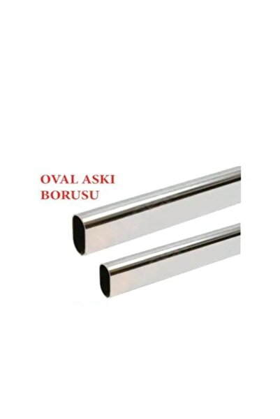 Nami NAMİ 100cm Oval KROM  Dolap Gardrop Askı Borusu + 2 Adet Plâstik Flanş V...