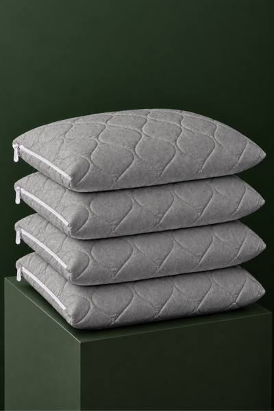 vivamaison Quilted Liquid-Proof Pillow Mattress Cover 50X70 4-Pack Melange Gray