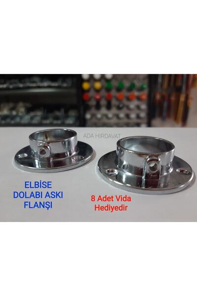 Genel Markalar Elbise Gardrop Boru Askı Flanşı Yuvarlak Metal Çap 25mm