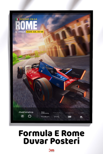 Rome E-Prix Formula E Yarış Posteri - Motorsport Dekoratif Duvar Tablosu (Çerçevesiz)