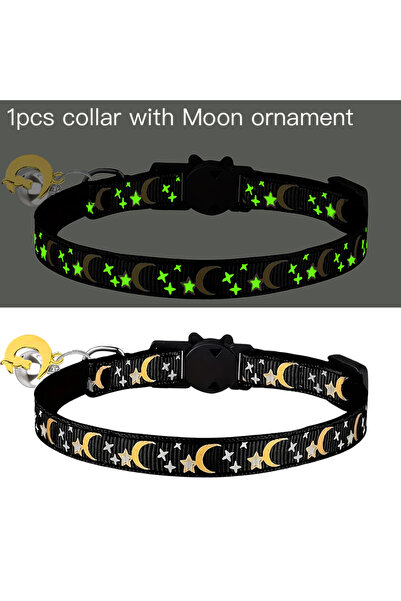 Choice9 Black with Moon Pet Collar Cat Dog Gold Color Stars and Moon Pet Coll...