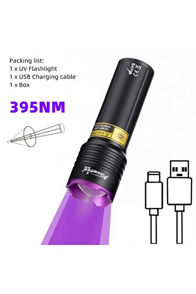 Choice 395nm Zoom 395/365nm UV Flashlight USB Rechargeable Ultraviolet Light ...