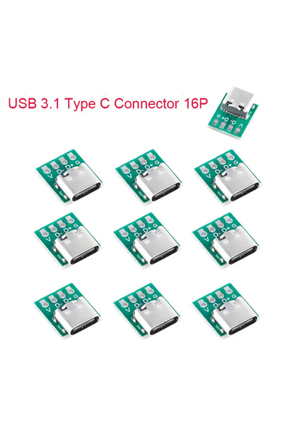 choice2 10 Pieces 10Pcs USB 3.1 Type C Connector 16 Pin Test PCB Board Adapte...