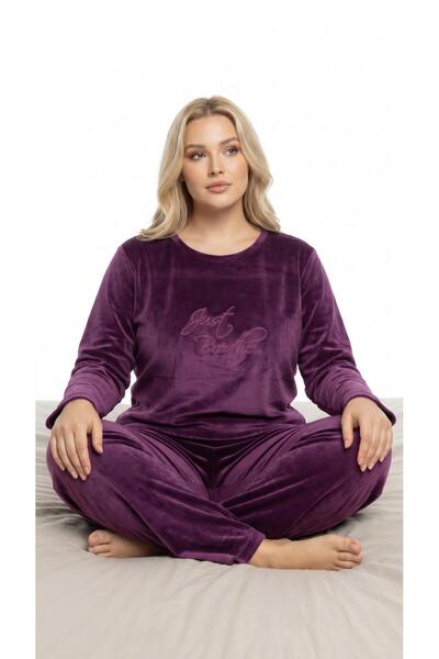 MEBA Women's Plus Size Velvet Winter Pajama Set