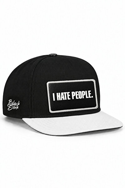 BlackBörk Șapcă hip hop alb-negru cu logo I Hate People V2