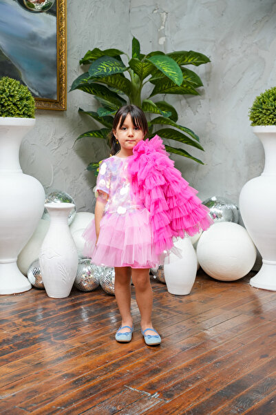 MODA Girl's Sequined Blouse and Tulle Skirt Set – Party Outfit with Back Detail
