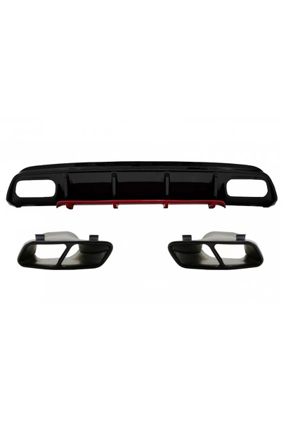 tuningset Difuzor bară spate cu ornamente de eșapament, compatibil cu Mercede...