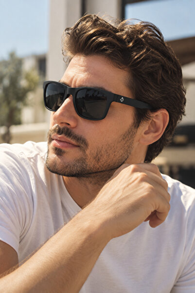 LUNOX Mita Mat Black Polarized Unisex Sunglasses (Wolf Logo)
