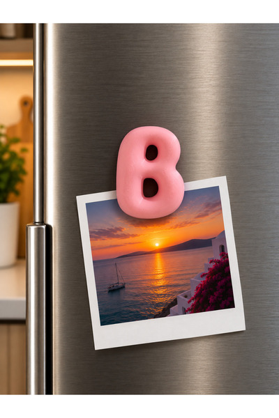 LioraeAtelier B Harfi Buzdolabı Magneti Pembe Harf Magnet