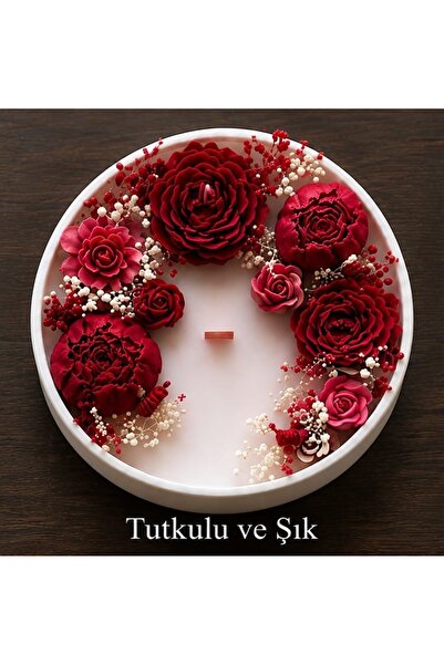 Yaratıcı sanatlar atölyesi Dekoratif Özel Tasarım Gül Kasesi Doğal Soya Mum 2...