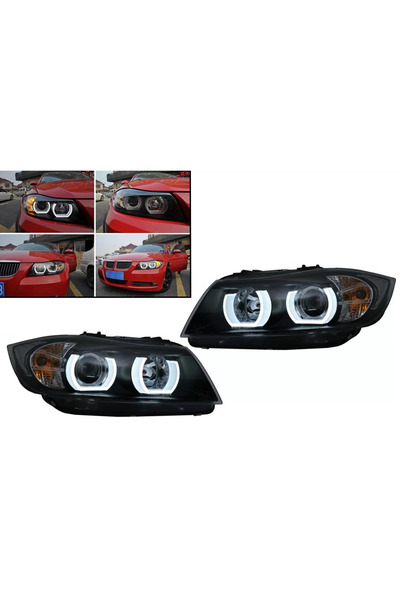 tuningset Faruri Xenon 3D U-LED compatibile cu BMW Seria 3 E90 Limuzină E91 T...