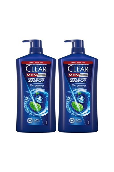 Clear Men Kepeğe Karşı Etkili Şampuan Cool Sport Menthol Ekstra Büyük Boy 895 ml x2