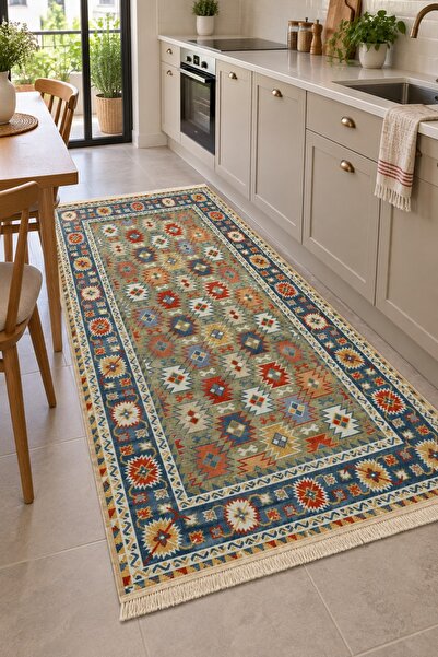 Safir Kilim Safir Şönil Çift Taraflı Etnik Desenli Kilim – Renkli Özel Tasarı...