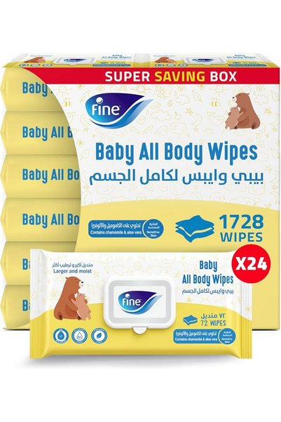 FINE Baby All Body Wipes 72 wipes, Pack of 24