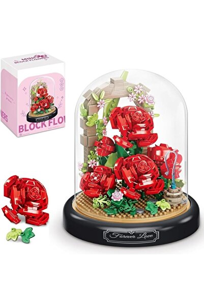 KASTWAVE Rose Building Block Set for Adults, 574 Pieces with Base & Transpare...