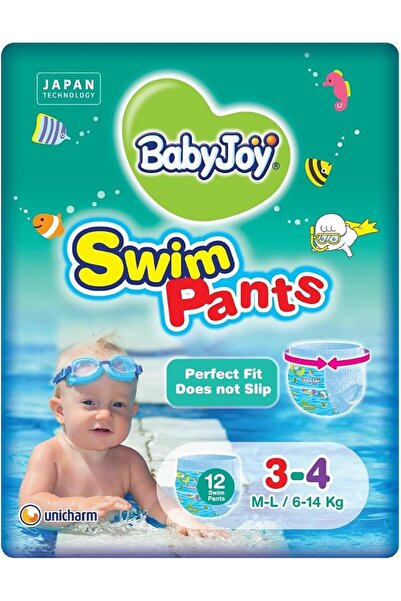 BabyJoy Swim Pants Diaper, Size 3-4, Medium - Large, 6-14 Kg, Saving Pack, 12...