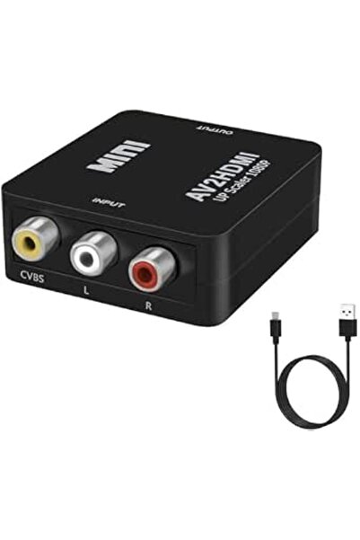 X SPRING محول AV إلى HDMI، محول RCA إلى HDMI أسود اللون مع دعم الصوت والفيديو...