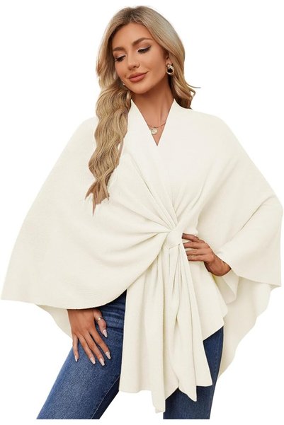 AZONEE Women's Elegant Shawl Wraps, Sweater Poncho Soft Open Front Poncho Swe...