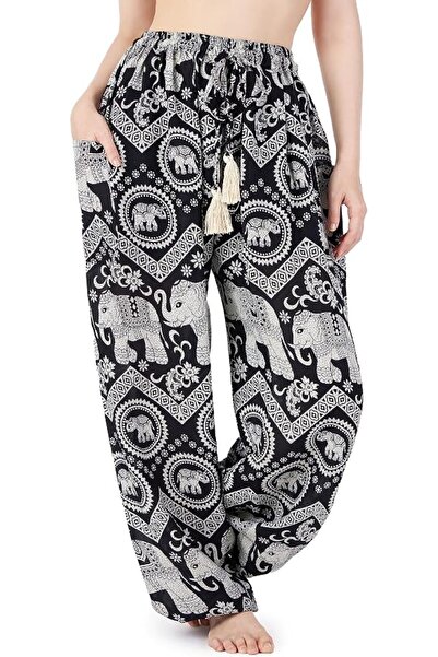 GENERAL Lannaclothesdesign سراويل هاريم نسائية - سراويل بوهو على شكل فيل، ملا...