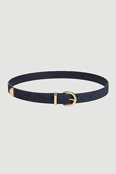 Gusto Faux Suede Thin Belt - Navy Blue