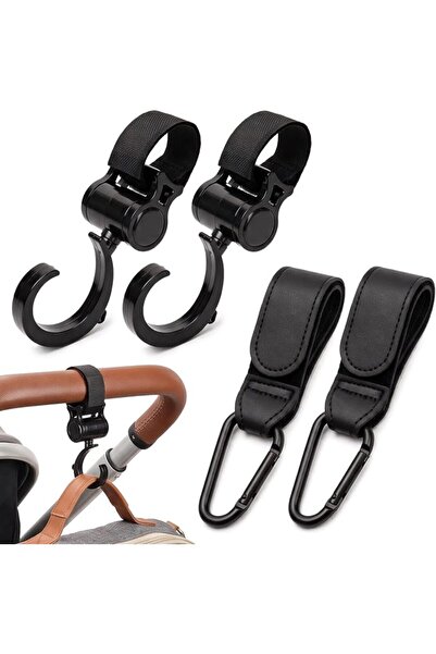 GENERAL 4 Pack Stroller Hooks, Universal Pram Clips for Bags & Shopping