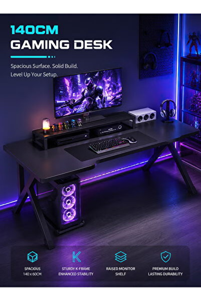 OHAHO K Shaped Gaming Desk Computer Table Home Office Computer Desk Table Lar...