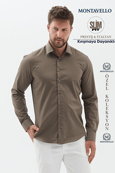 montavello Premium Şıklığın İmzası Erkek Gömlek Slim Fit Kırışmaz