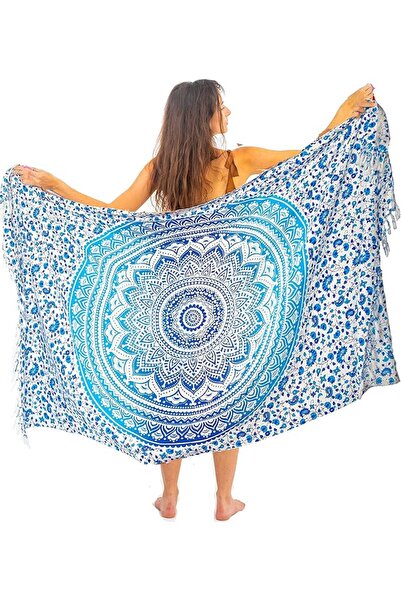 Mandala Life Art سارونج نسائي من بلauer مع شراشيب، منشفة شاطئ كبيرة عالية الج...