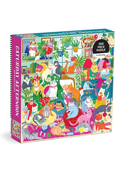 Mudpuppy Caturday Afternoon 500 Piece Family Puzzle