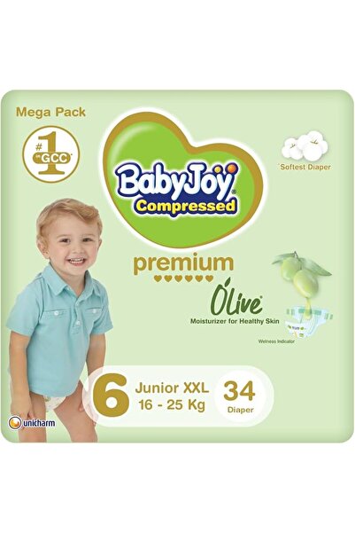 BabyJoy Olive Tape Diaper, Size 6, Junior XXL, 16-25 Kg, Mega Pack, 34 Diapers